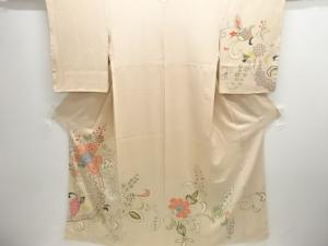 大正ロマン　錦紗草花模様着物